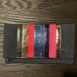 STELLA & DOT Metallic Navy Clutch